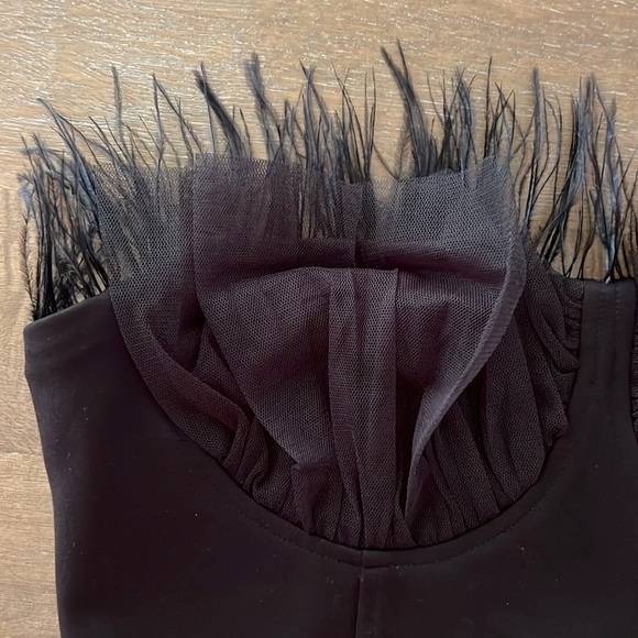 Eva Franco Strapless Tulle Corset Top Feathers Black NWT - Picture 7 of 16